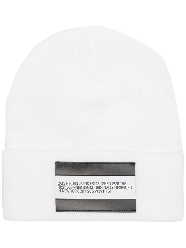 Calvin Klein Jeans Est. 1978 Logo Patch Beanie - White