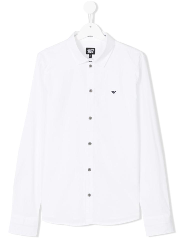 Armani Junior Long Sleeve Logo Shirt - White