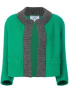 Prada Knitted Trim Jacket - Green