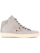 Leather Crown Snakeskin Effect Hi-top Sneakers