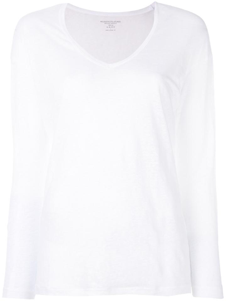 Majestic Filatures Knit V-neck Top - White