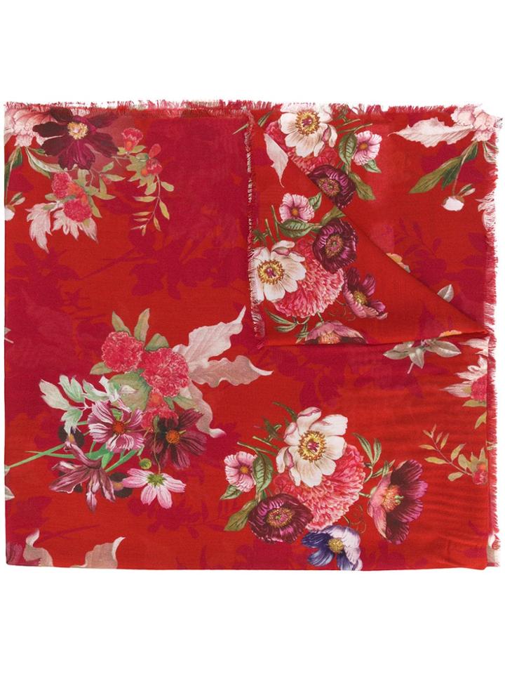 Twin-set Floral Print Scarf - Red