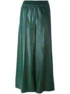 Cédric Charlier Flared Cropped Trousers, Women's, Size: 42, Green, Polyurethane/polyester/rayon
