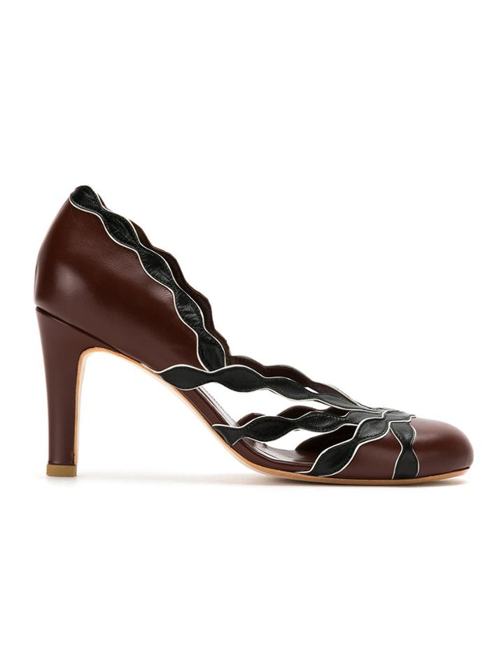 Sarah Chofakian Scalloped Panels Pumps - Red