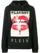 Philipp Plein X Playboy Crystal Logo Printed Hoodie - Black