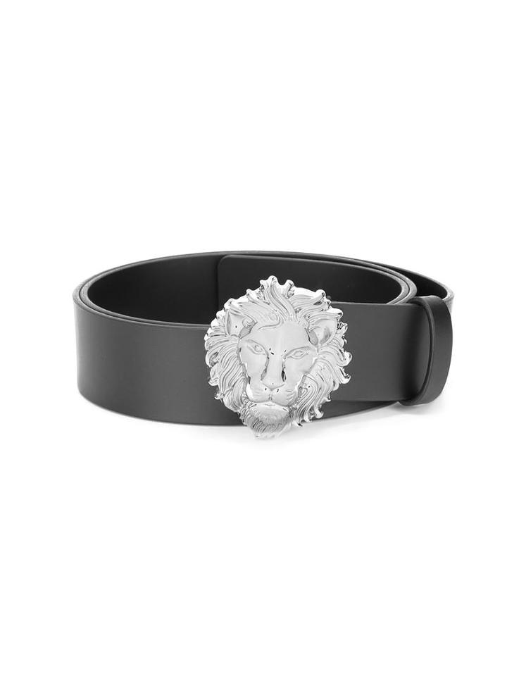 Versus Lion Buckle Belt, Men's, Size: 100, Black, Calf Leather