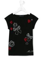Miss Blumarine Bejewelled T-shirt, Girl's, Size: 12 Yrs, Black