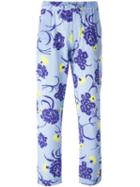 P.a.r.o.s.h. - Floral Print Trousers - Women - Silk/spandex/elastane - L, Blue, Silk/spandex/elastane