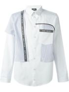 Nasir Mazhar Contrast Striped Panel Shirt, Men's, Size: L, White, Cotton