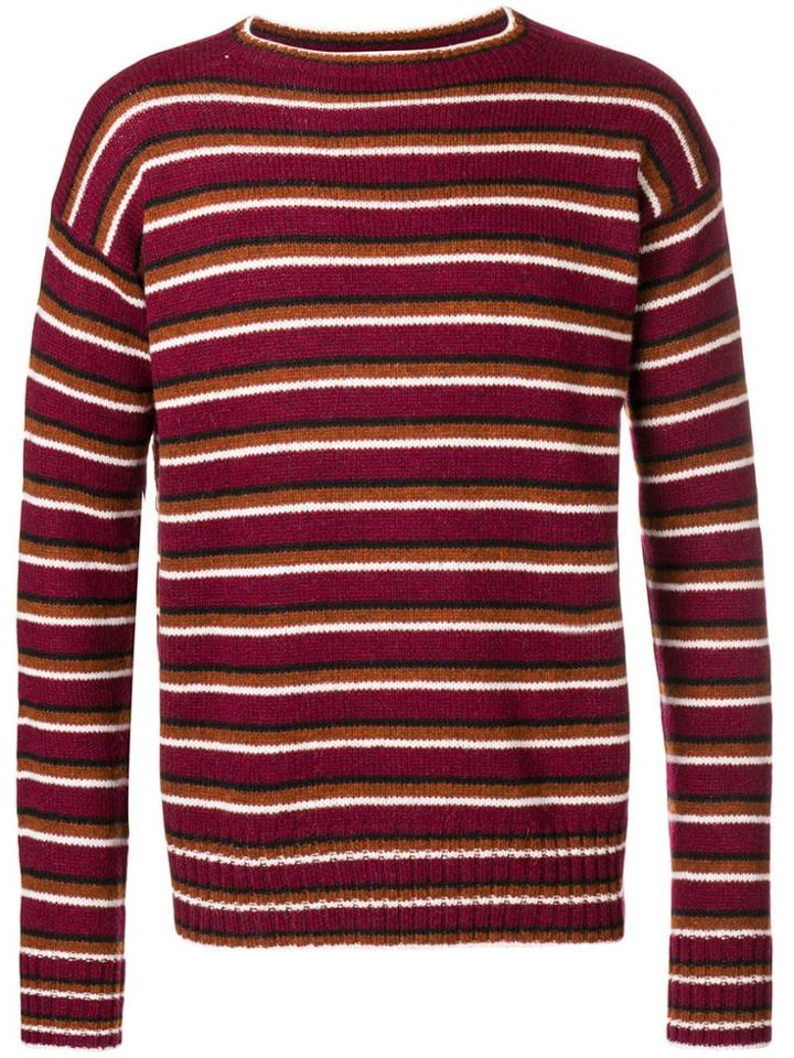 Prada Striped Shetland Sweater - Red
