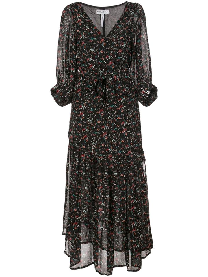Apiece Apart Bouganvillea Silk Wrap Dress - Black