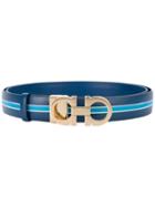 Salvatore Ferragamo - Striped Detail Belt - Women - Leather - 100, Blue, Leather