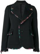 Comme Des Garçons Ruffled Floral Trim Blazer - Black
