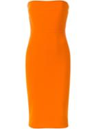 Victoria Beckham Strapless Tube Dress, Women's, Size: 10, Yellow/orange, Cotton/nylon/polyester/triacetate