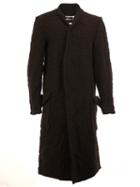 A New Cross Flap Pockets Ribbed Coat, Men's, Size: Large, Black, Wool