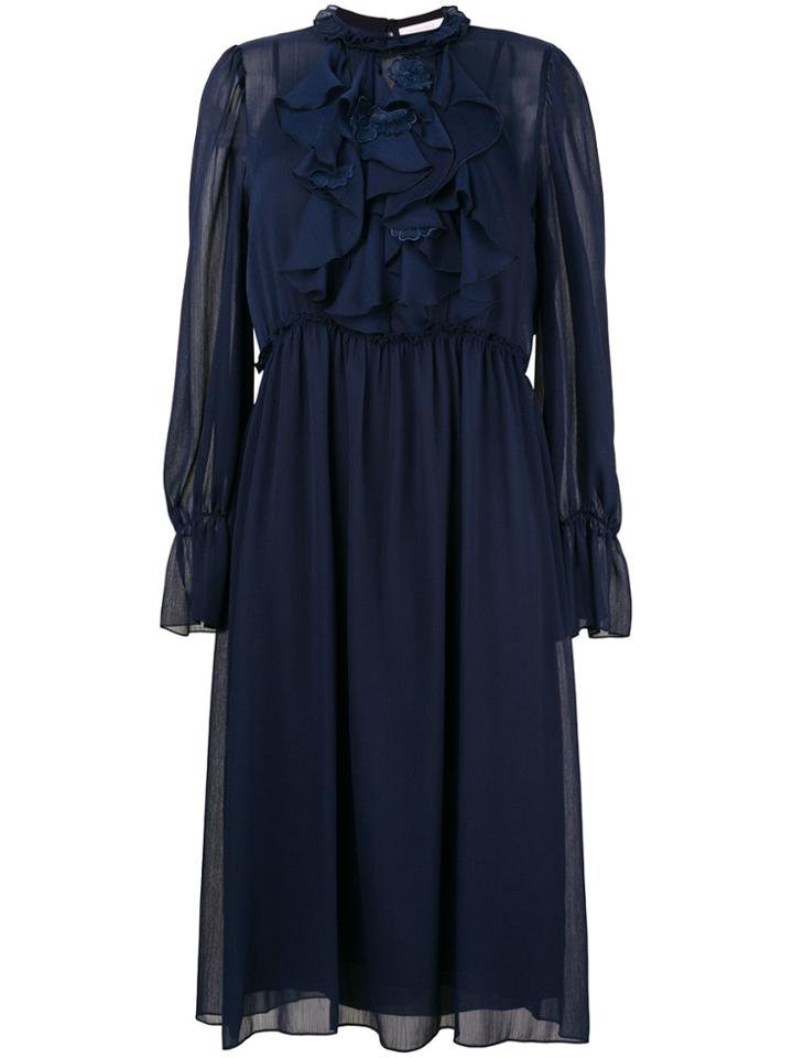 See By Chloé Frilly Midi Dress - Blue