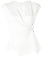 Comme Moi Asymmetric Hem Wrap Blouse - White