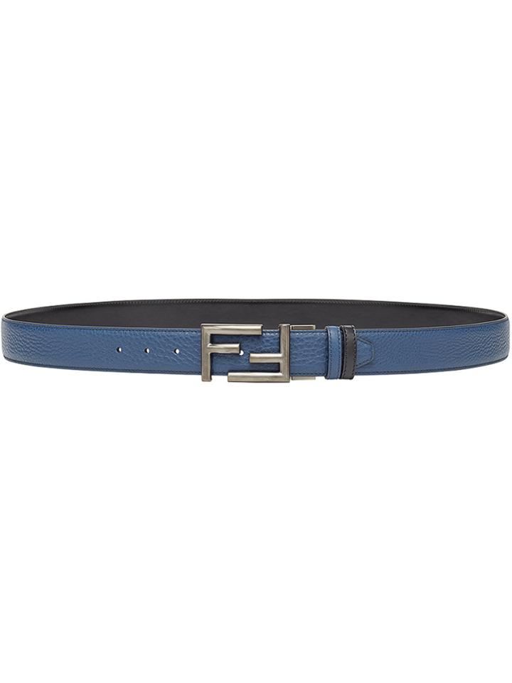 Fendi Ff Logo-shaped Buckle Belt - Blue