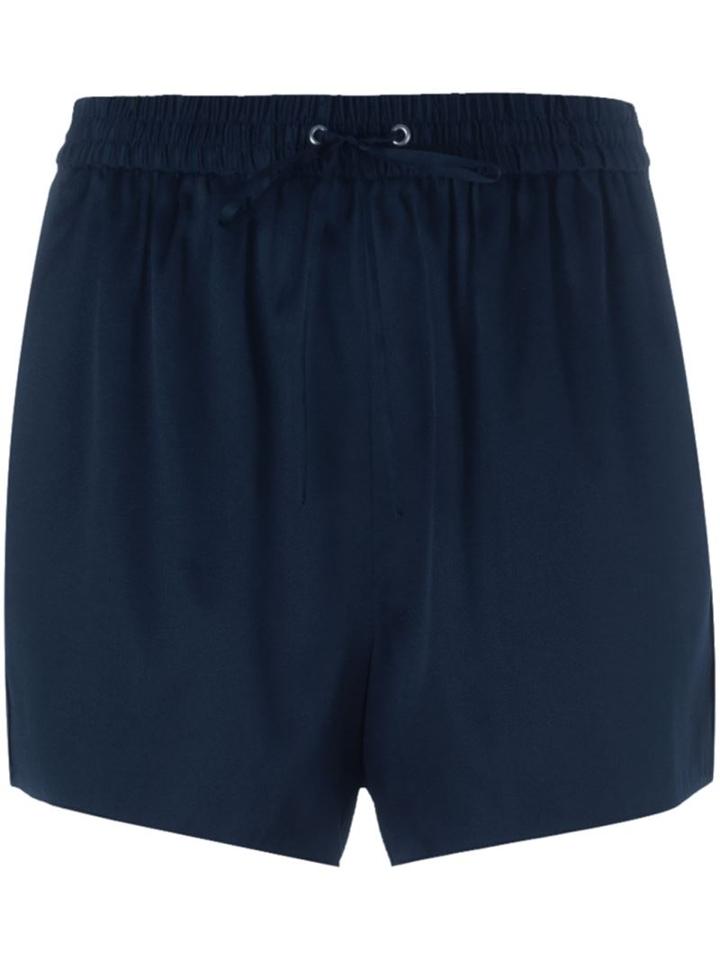 T By Alexander Wang Drawstring Shorts, Women's, Size: 0, Blue, Silk/spandex/elastane