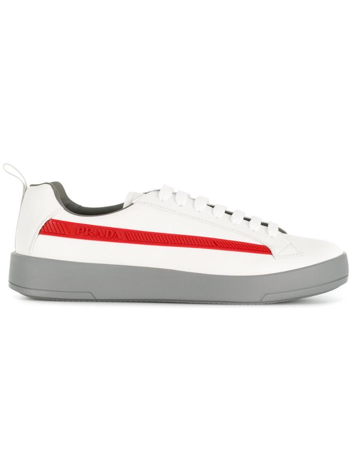 Prada Logo Low Top Sneakers - White
