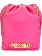 Moschino Logo Plaque Backpack, Pink/purple, Cotton/polyamide/polyurethane