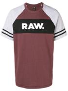 G-star Raw Research Logo Stripe Contrast Sleeve Tee - Red