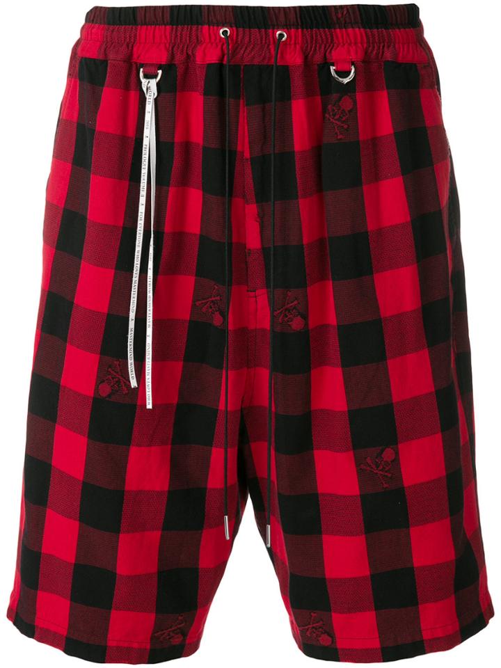 Mastermind Japan Checked Skull Shorts - Red