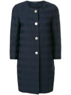 Tagliatore Striped Button Up Coat - Blue