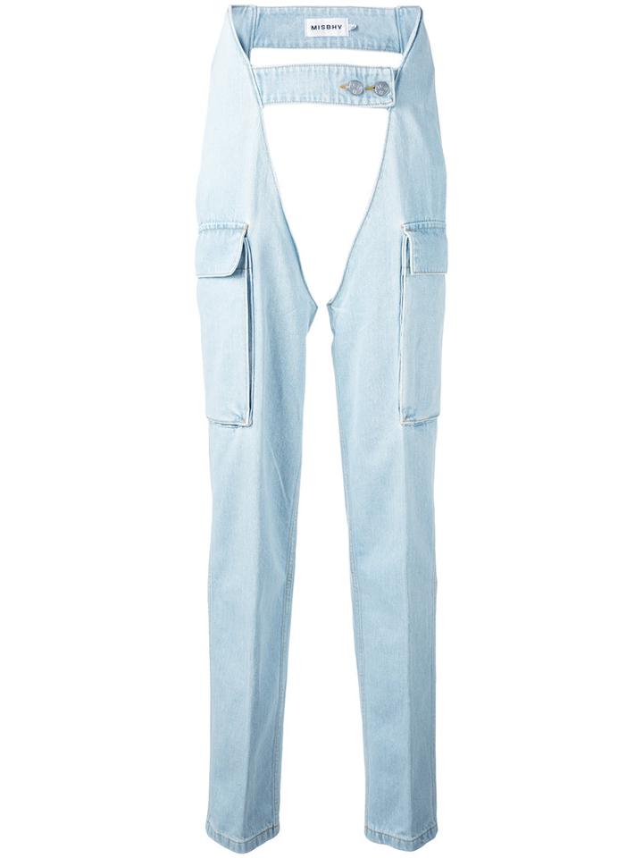 Misbhv - Strapped Cuffed Jeans - Women - Cotton - Xs/s, Blue, Cotton