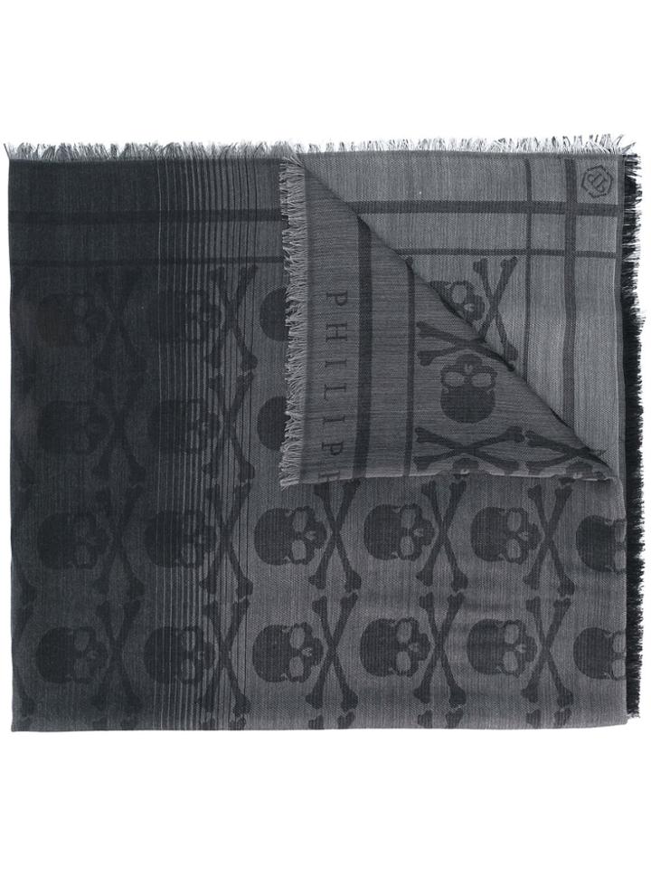 Philipp Plein Skull Print Scarf - Grey