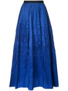 Oscar De La Renta Full Length Pleated Skirt - Blue