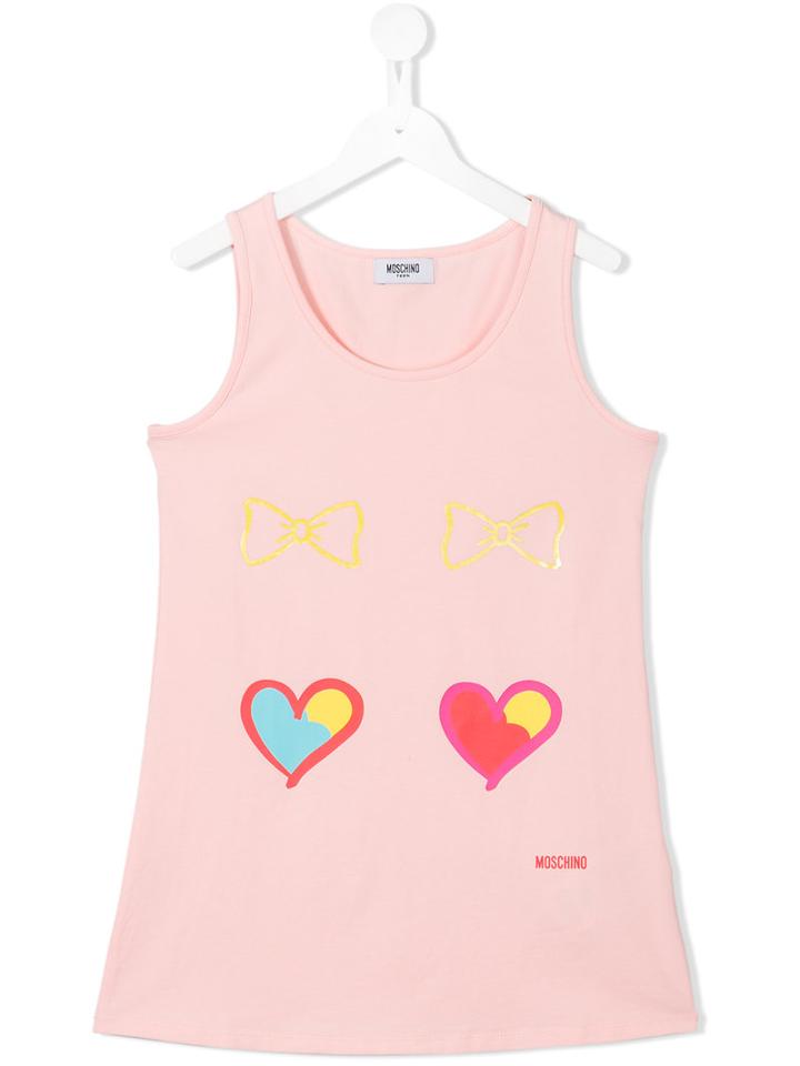Moschino Kids Heart Print Tank Top, Girl's, Size: 12 Yrs, Pink/purple