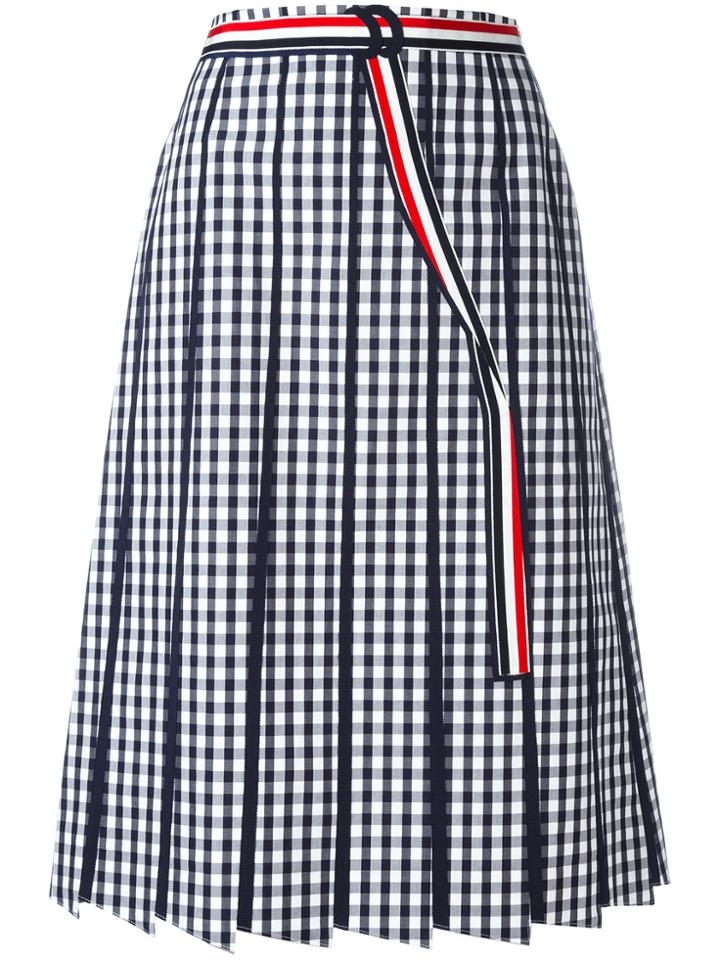 Thom Browne Pleated Gingham Skirt - Black