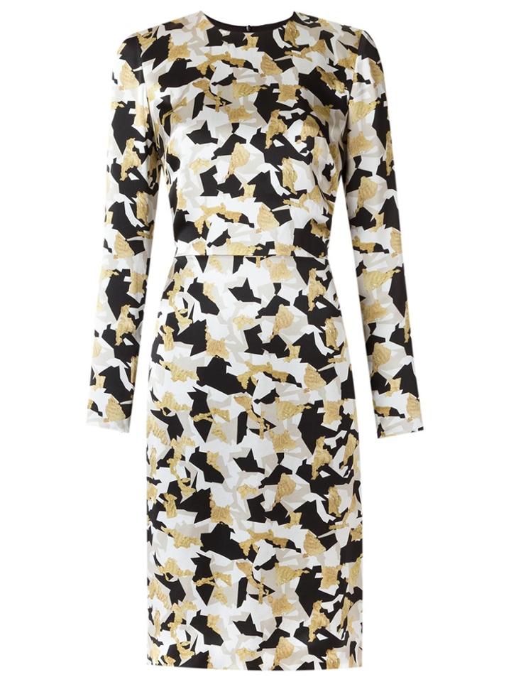 Andrea Marques Long Sleeves Printed Dress - Black