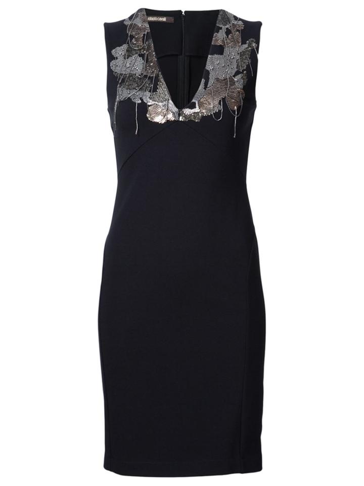 Roberto Cavalli Fitted Embellished Dress - Black