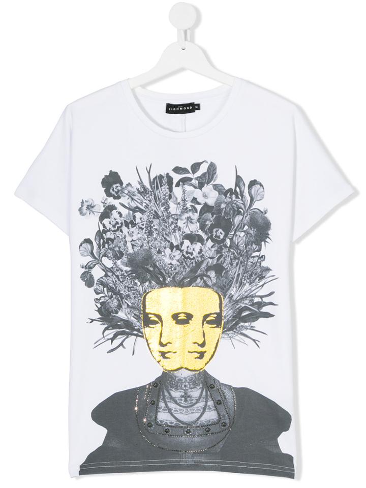 John Richmond Kids Face Print T-shirt - White