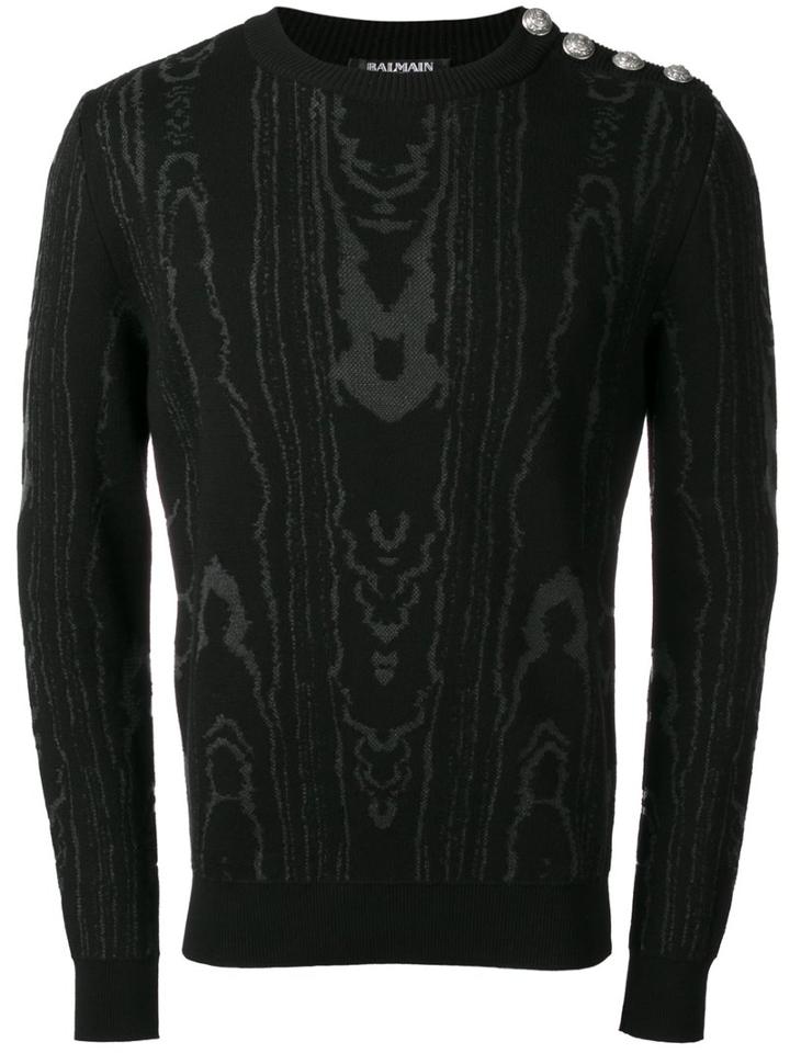 Balmain Intarsia Jumper, Men's, Size: Large, Black, Cotton/polyamide