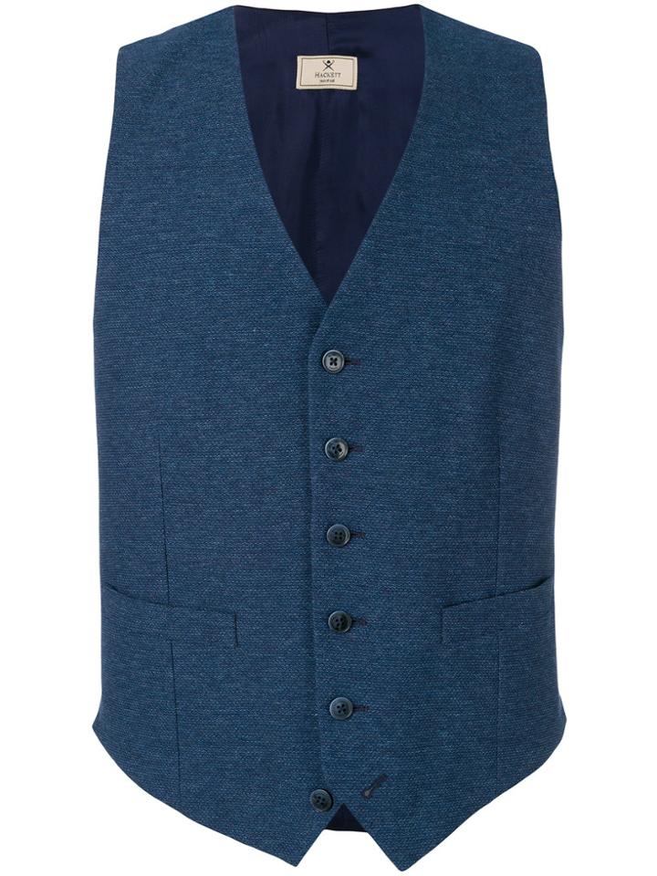 Hackett Double Pocket Button Waistcoat - Blue