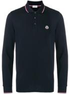 Moncler Long Sleeve Logo Polo Shirt - Blue