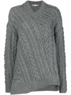 Stella Mccartney Off-centre Cable Knit Sweater - Grey