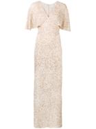 Alice+olivia Krystina Cape Sleeve Gown - Nude & Neutrals