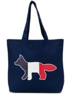 Maison Kitsuné Tri-colour Fox Tote - Blue