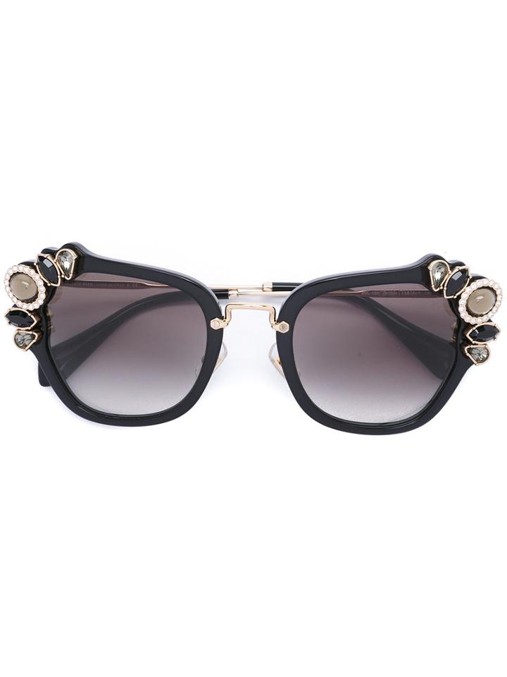 Miu Miu Eyewear Oversized Glasses, Black, Acetate/crystal/metal