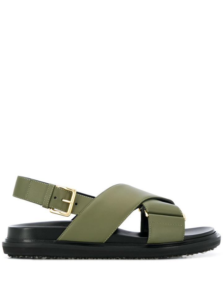 Marni Fussbett Flat Sandals - Green