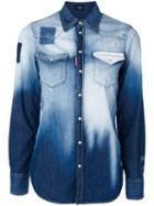Dsquared2 - Bleached Denim Shirt - Women - Cotton/spandex/elastane - 40, Blue, Cotton/spandex/elastane