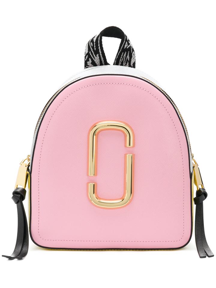Marc Jacobs Color Blocked Branded Backpack - Pink & Purple
