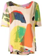 Mara Mac Front Slits Printed Blouse - Multicolour