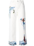 Alexander Mcqueen Embroidered Cropped Jeans - White