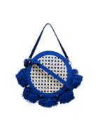 Mehry Mu Blue Tambourine Suede And Straw Satchel Bag