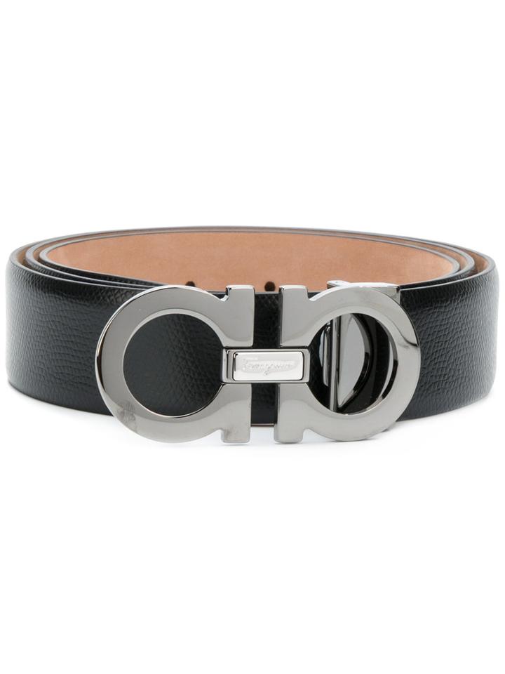 Salvatore Ferragamo - Double Gancini Buckle Belt - Men - Calf Leather - 105, Black, Calf Leather